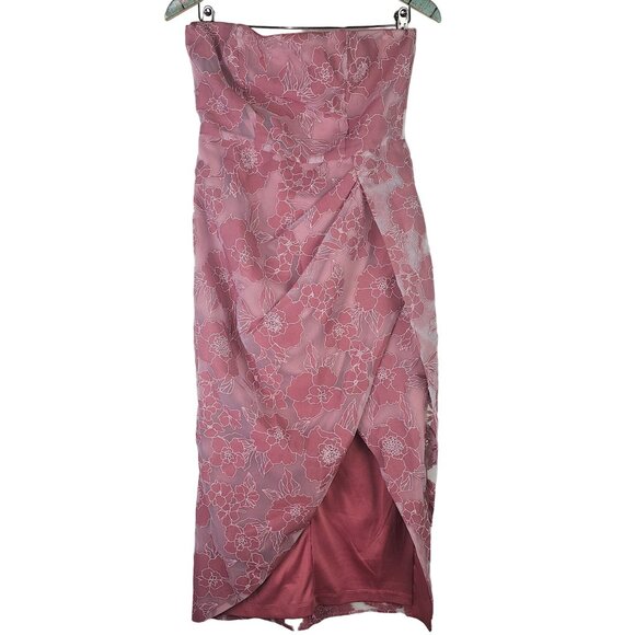 Lulu's Dreamy Vision Mauve Floral Burnout Jacquard Strapless Midi Dress, M, NWT - Picture 2 of 11